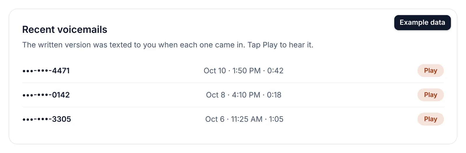 Recent voicemails