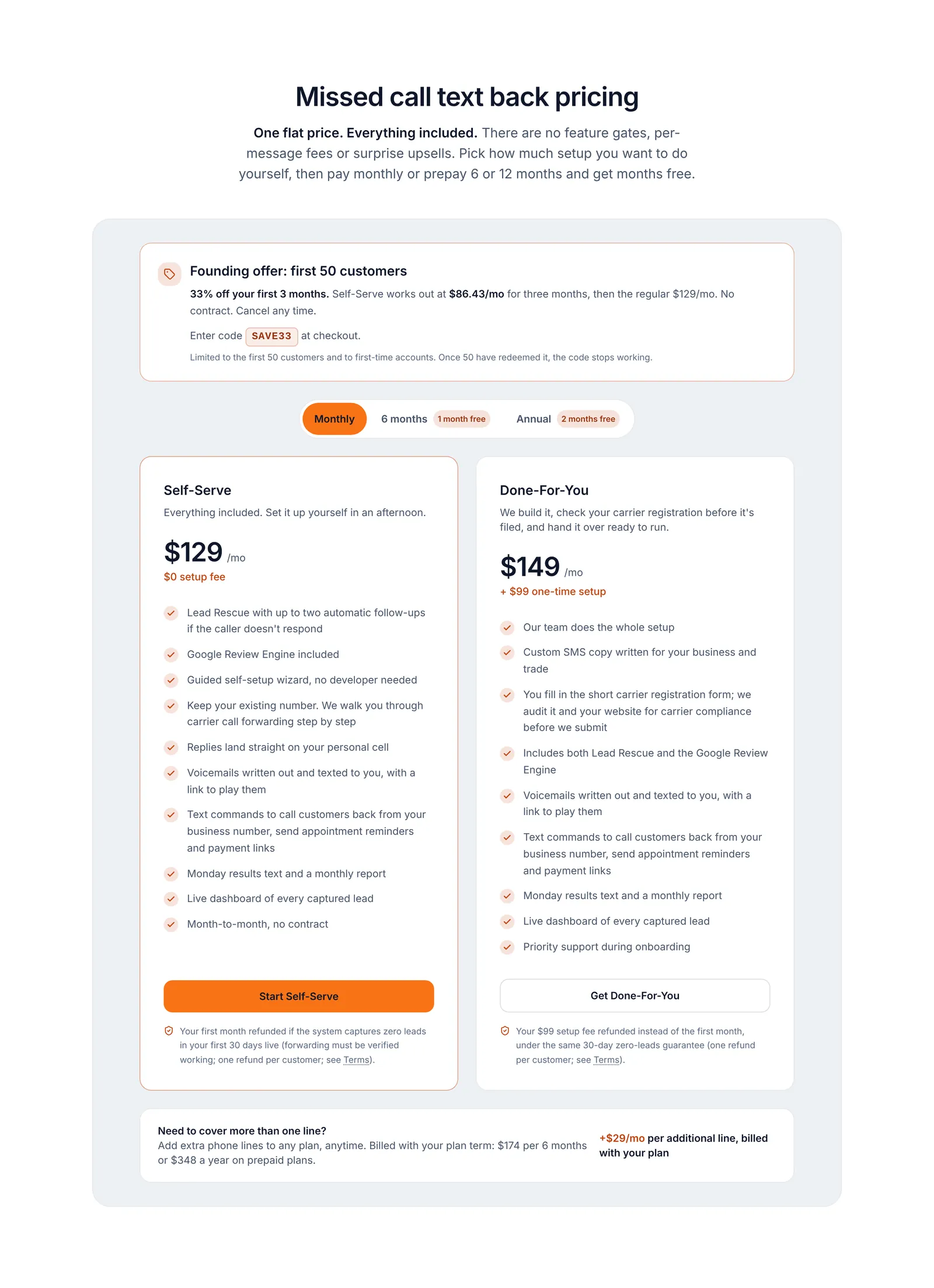 Plan cards on monthly billing